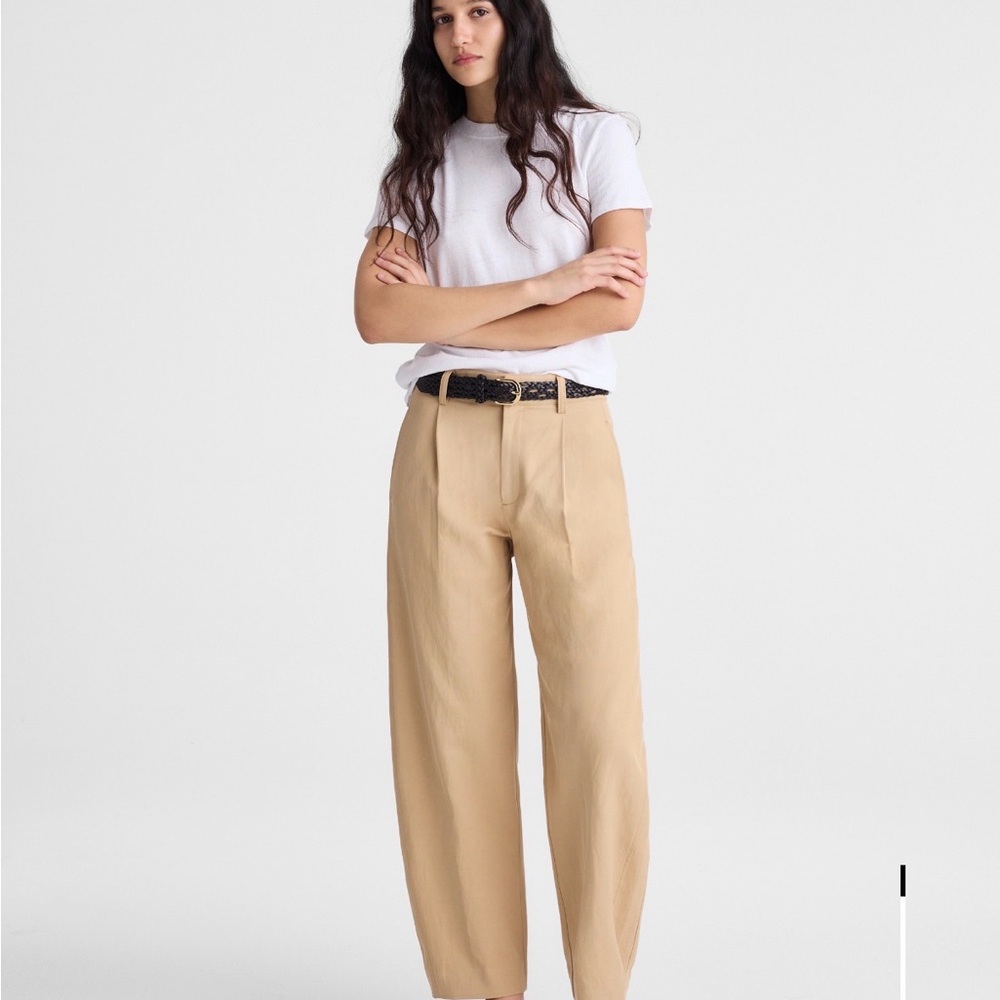 Madewell Beige High-Rise Wide-Leg Pants